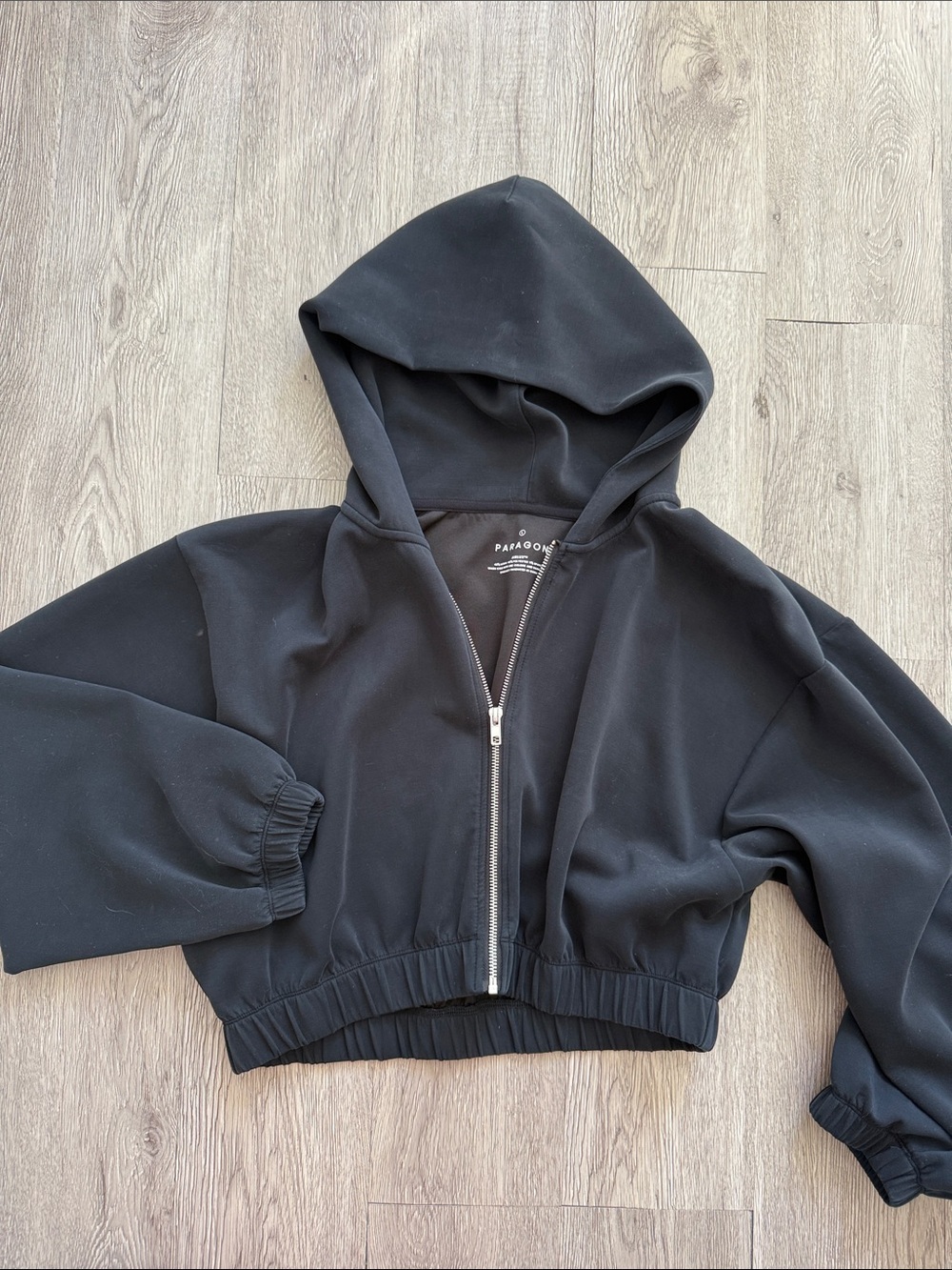 PARAGON Black Cropped Zip-Up Hooded Sweatshirt